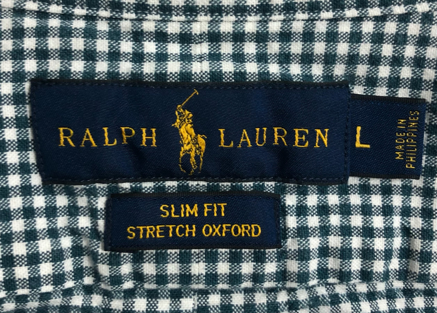 Camisa de botones Polo Ralph Lauren 🏇🏼 Oxford de cuadros gingham verde oscuro y blanco Talla L Entalle Slim Fit