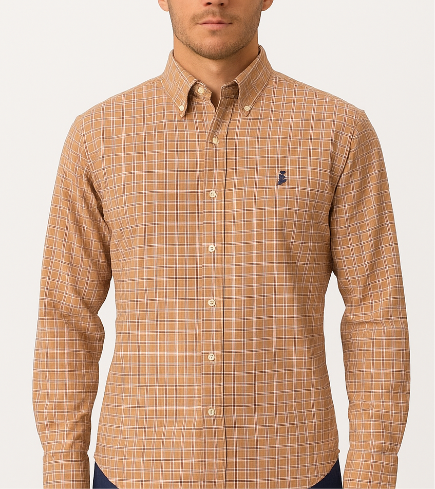 Camisa de botones Polo Ralph Lauren 🏇🏼 De cuadros color naranja, verde, azul y blanco Talla XL Entalle Clásico
