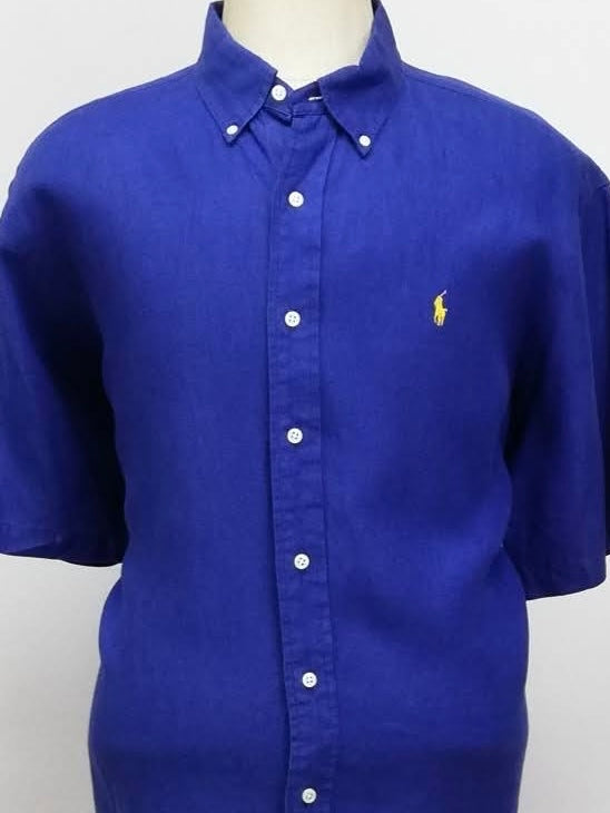 Camisa Polo Ralph Lauren 🏇🏼 de Lino en color azul intenso Talla XXL Entalle Clásico