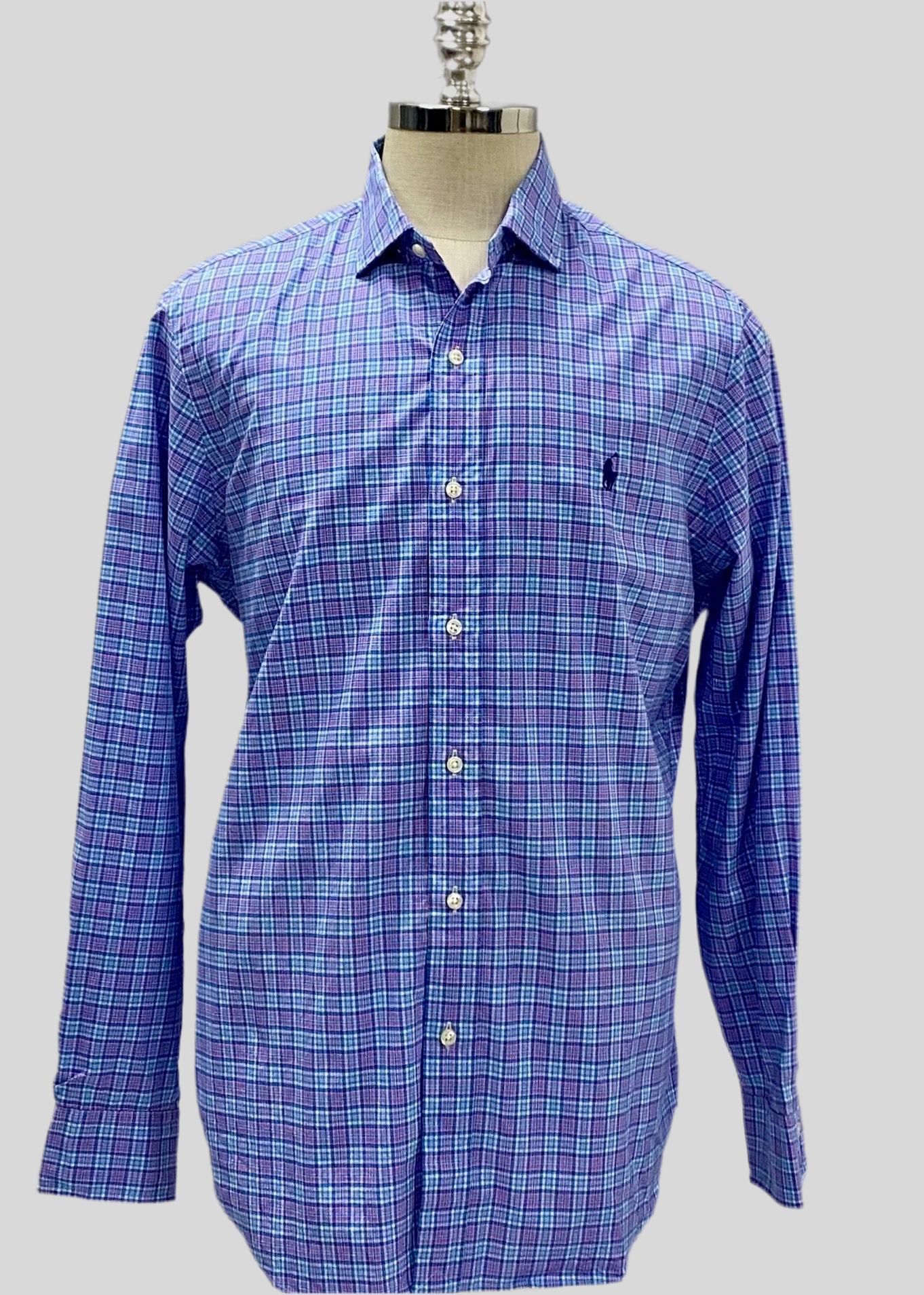 Camisa de botones Polo Ralph Lauren 🏇🏼 de cuadros rosado, azul y celeste Talla L Entalle Clásico