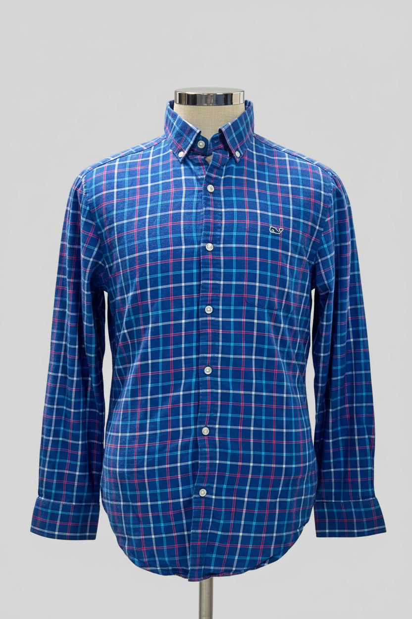 Camisa Vineyard Vines 🐳 color azul de cuadros en color rojo, turquesa y blanco Talla M Entalle Regular