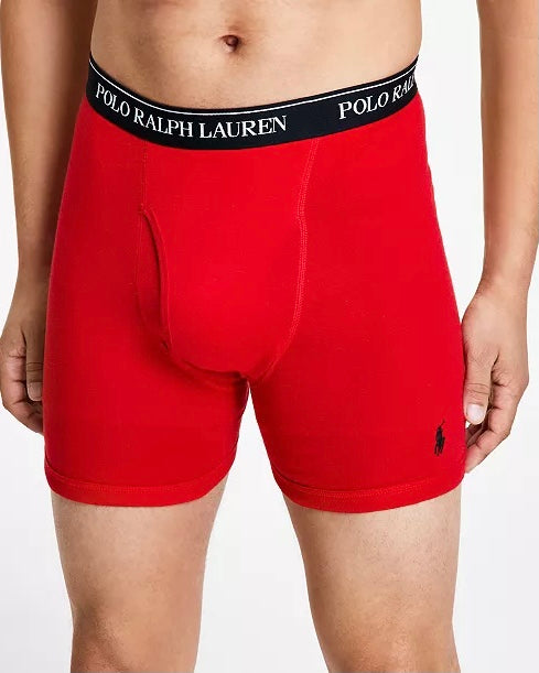 Paquete de 3 Boxer Briefs Polo Ralph Lauren 🏇🏼 Classic Fit Tela algodón stretch color rojo, negro y gris Talla M y L