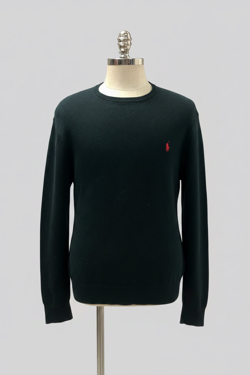 Sueter Jersey Polo Ralph Lauren 🏇🏼 cuello redondo color negro con logo rojo Talla XL