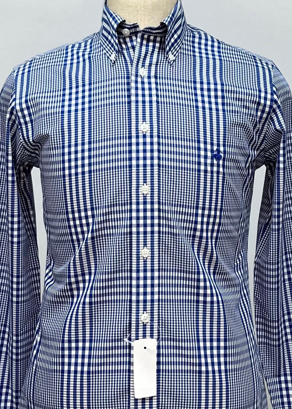 Camisa Brooks Brothers 🐑 color blanco con cuadros en azul Talla S Entalle Regular