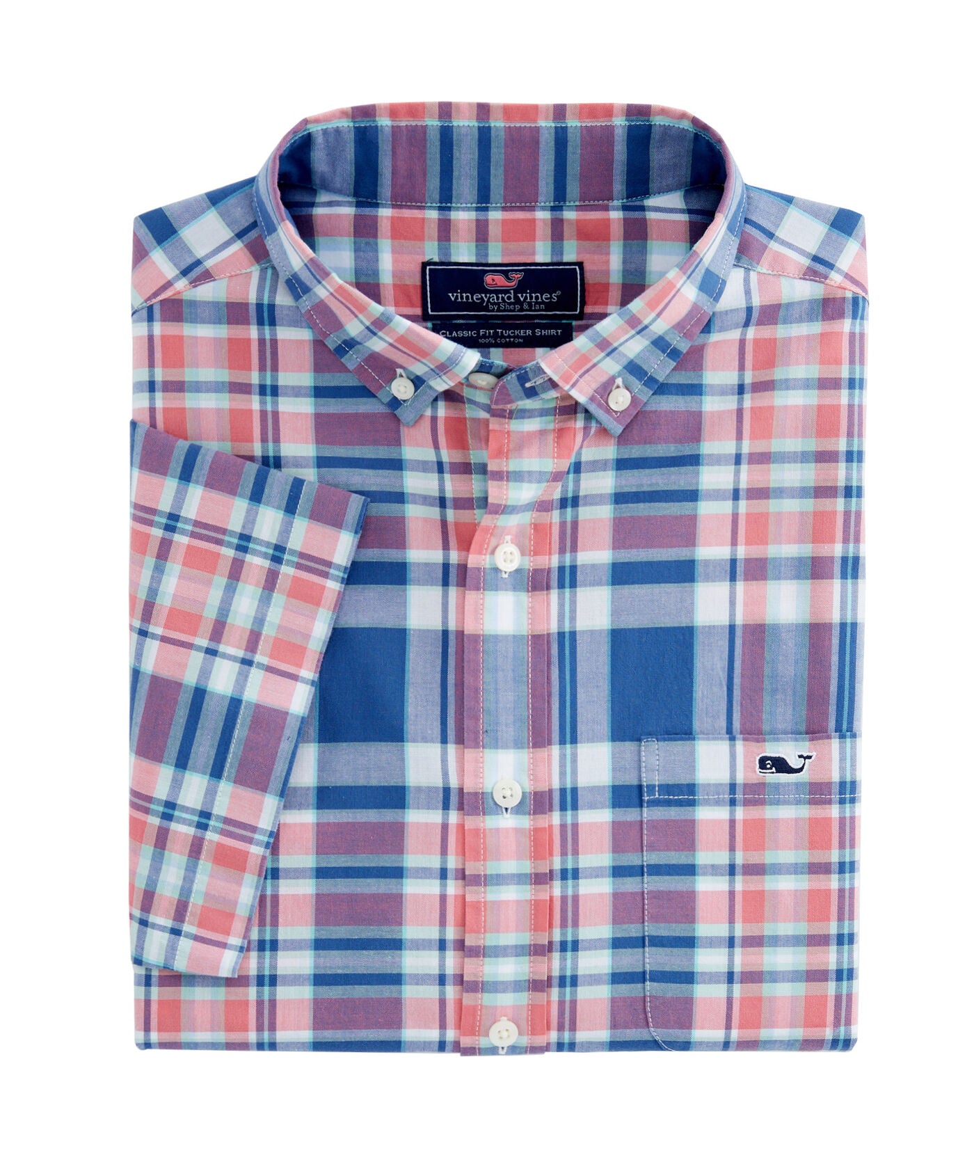Camisa de botones Vineyard Vines 🐳 con patrón de cuadros en color rosado, azul y blanco Talla S Entalle Clásico