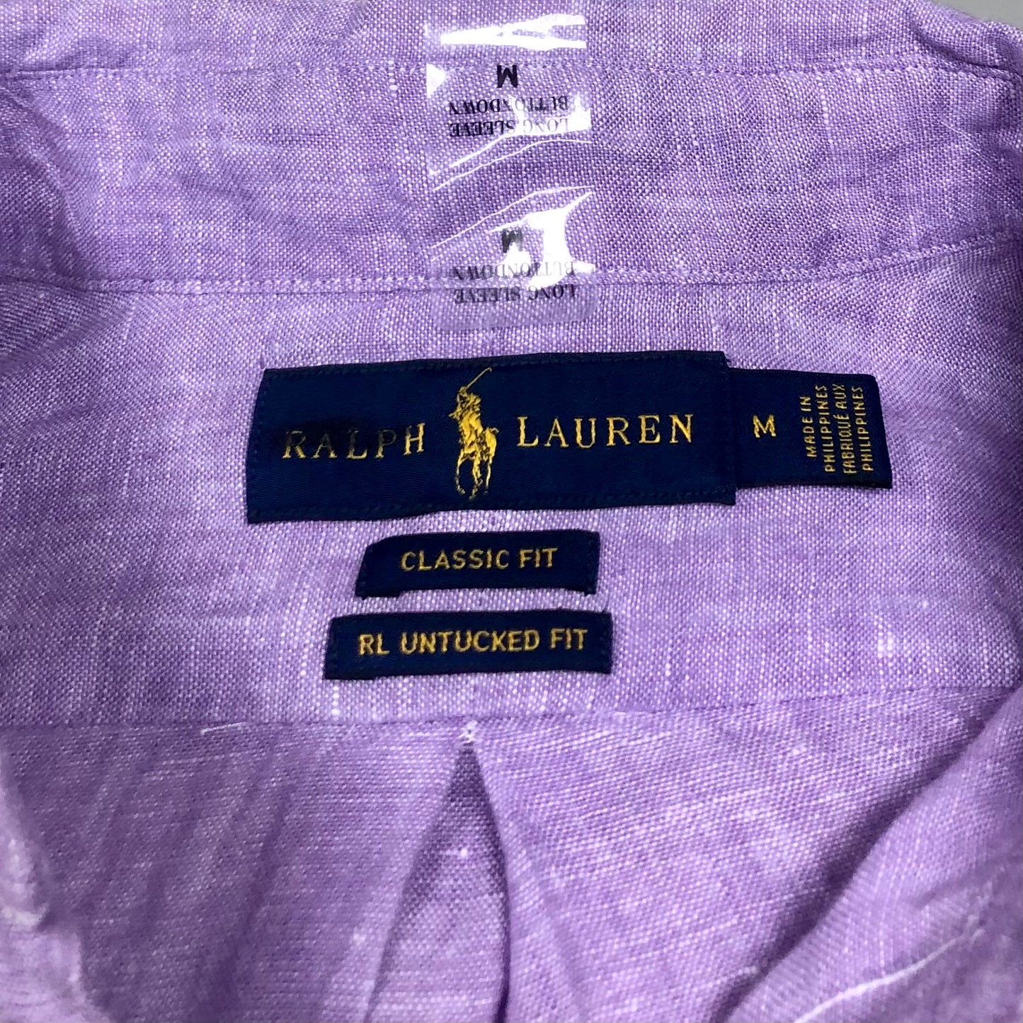 Camisa de botones Polo Ralph Lauren 🏇🏼 De Lino en color lila Talla M Entalle Clásico