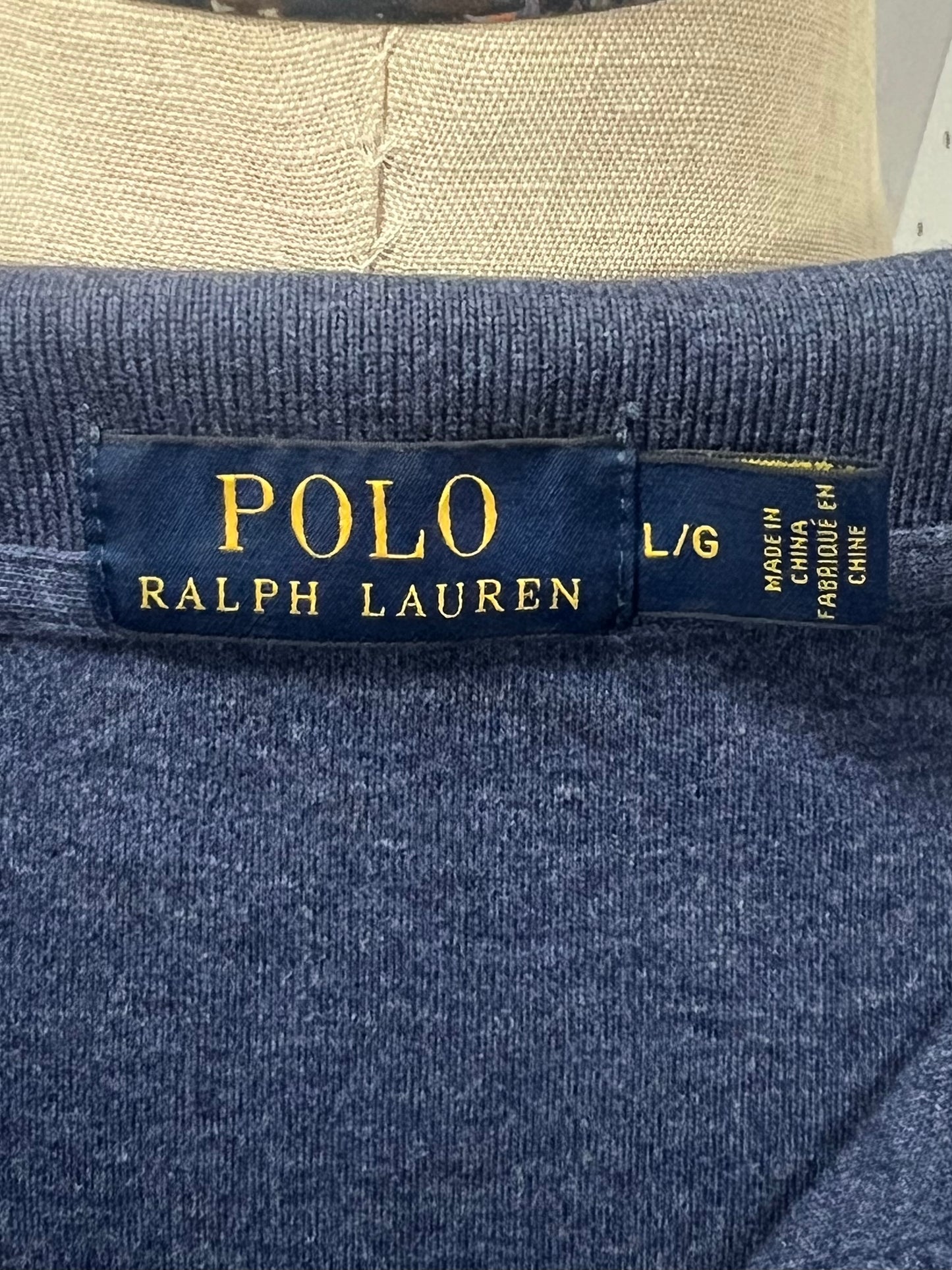 Camiseta Polo Ralph Lauren 🏇🏼 color azul grisáceo manga larga Talla L Entalle Regular