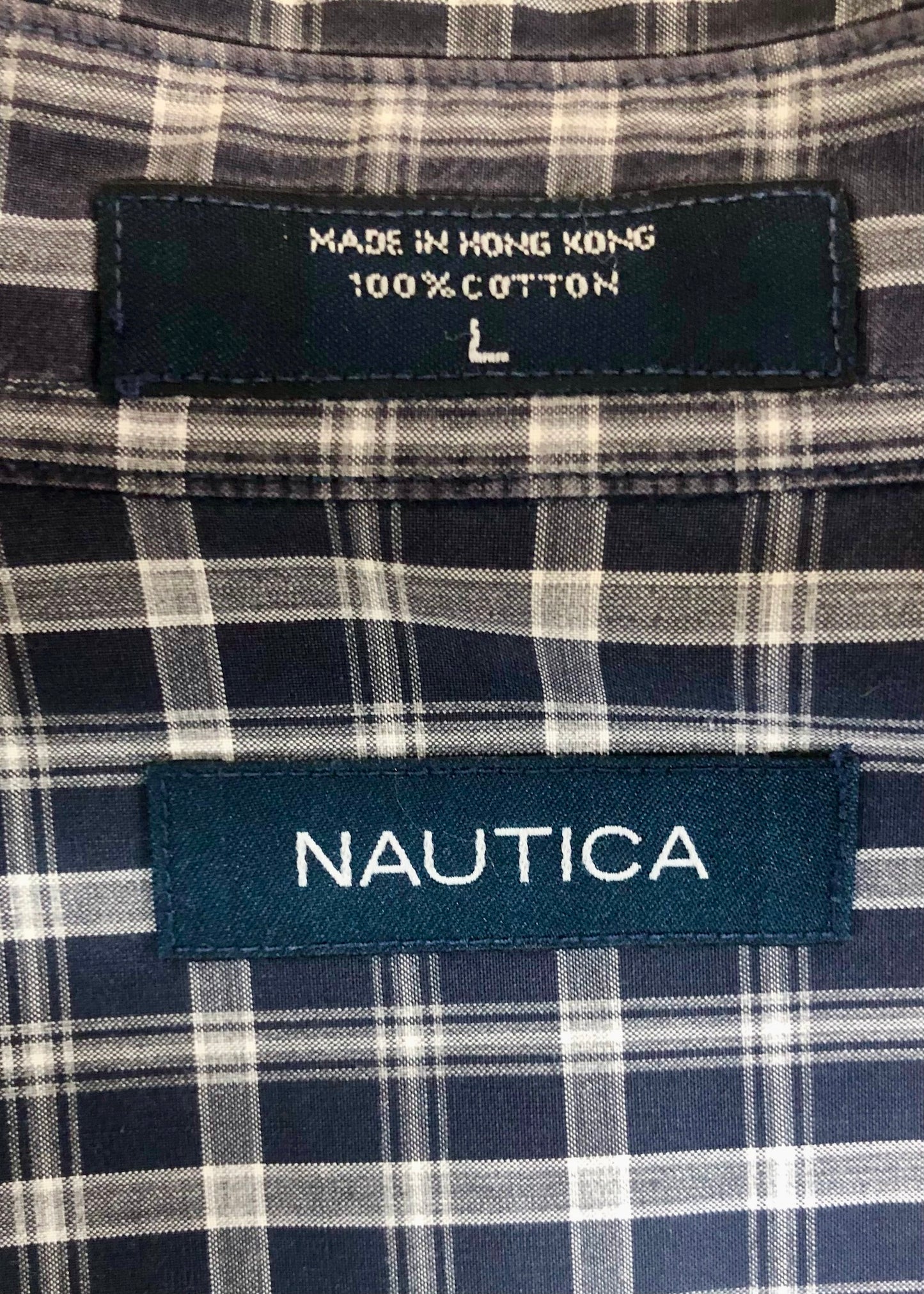 Camisa de botones Nautica ⚓️ de cuadros en color negro y blanco Talla L Entalle Regular