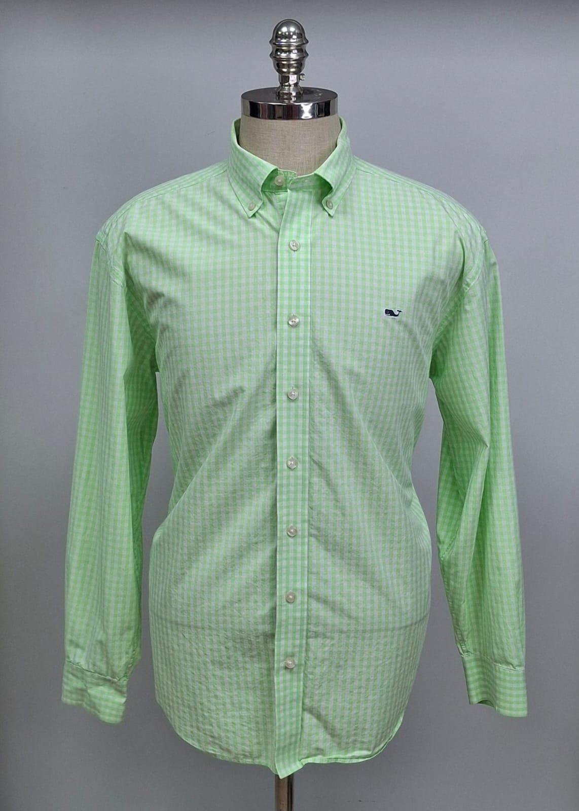 Camisa de botones Vineyard Vines 🐳 colon patrón de cuadros en color verde claro y blanco Talla XL Entalle Regular