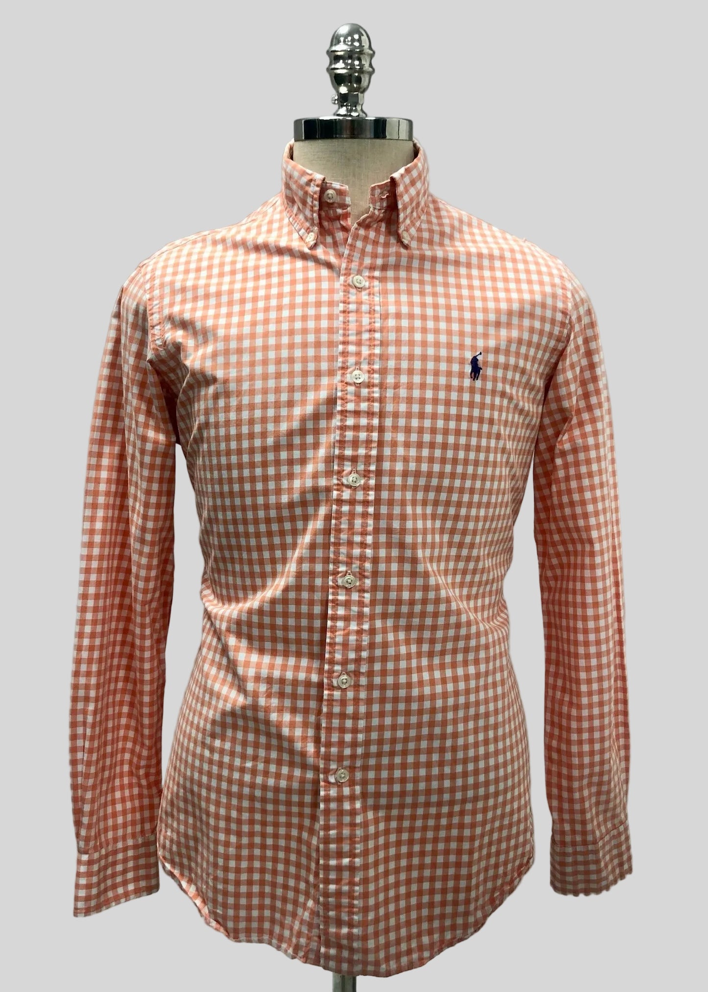 Camisa de botones Polo Ralph Lauren 🏇🏼 con patron de cuadros gingham naranja y blanco Talla M Entalle Regular