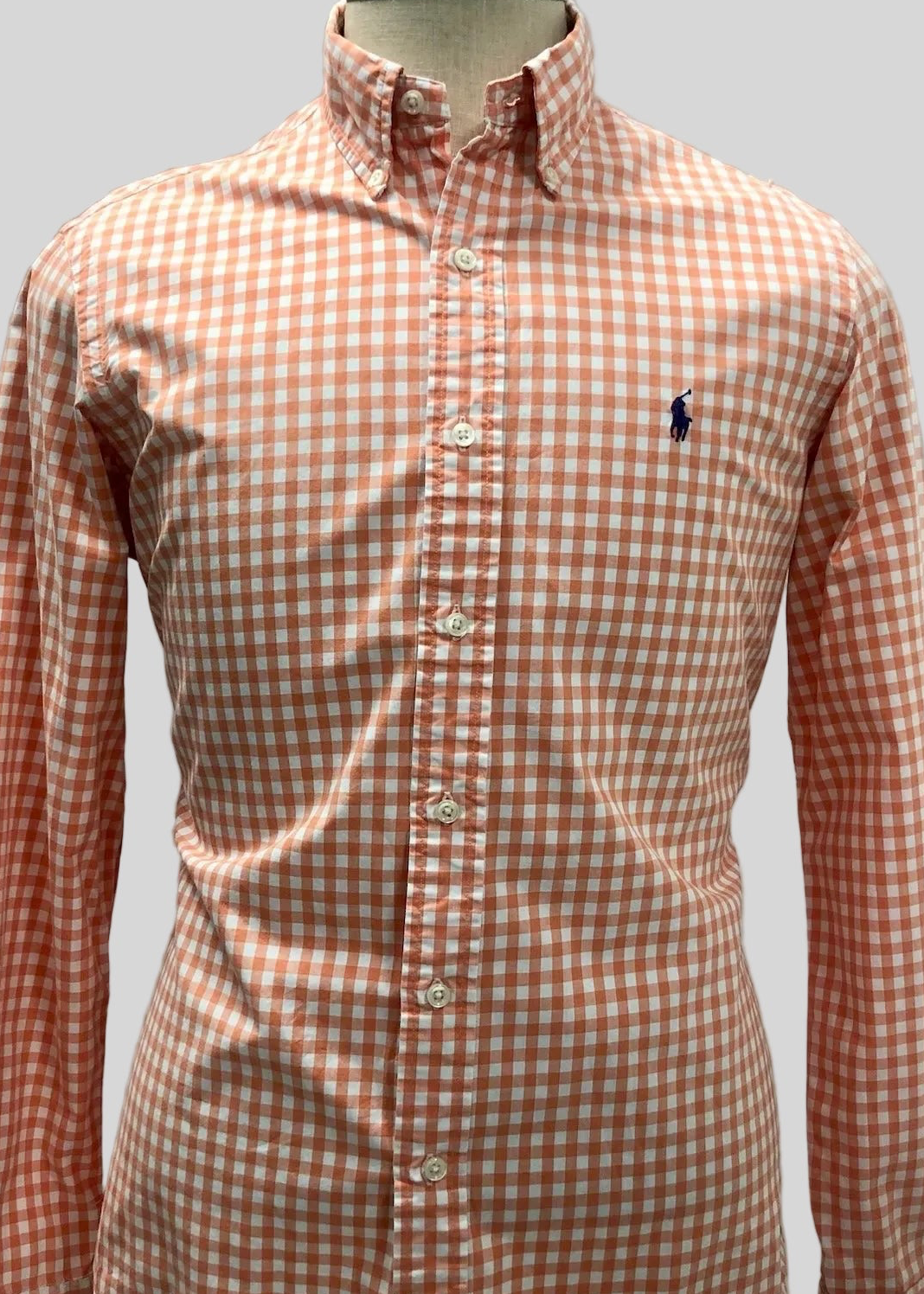 Camisa de botones Polo Ralph Lauren 🏇🏼 con patron de cuadros gingham naranja y blanco Talla M Entalle Regular
