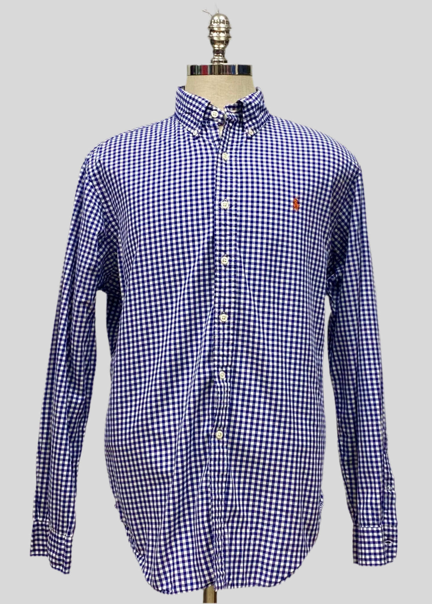 Camisa Polo Ralph Lauren 🏇🏼 de cuadros gingham azul y blanco Talla XL Entalle Clásico