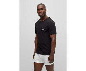 Paquete de 3 Camiseta Interior Hugo Boss 🇩🇪 Cuello redondo Tela algodón color blanco y negro Talla S