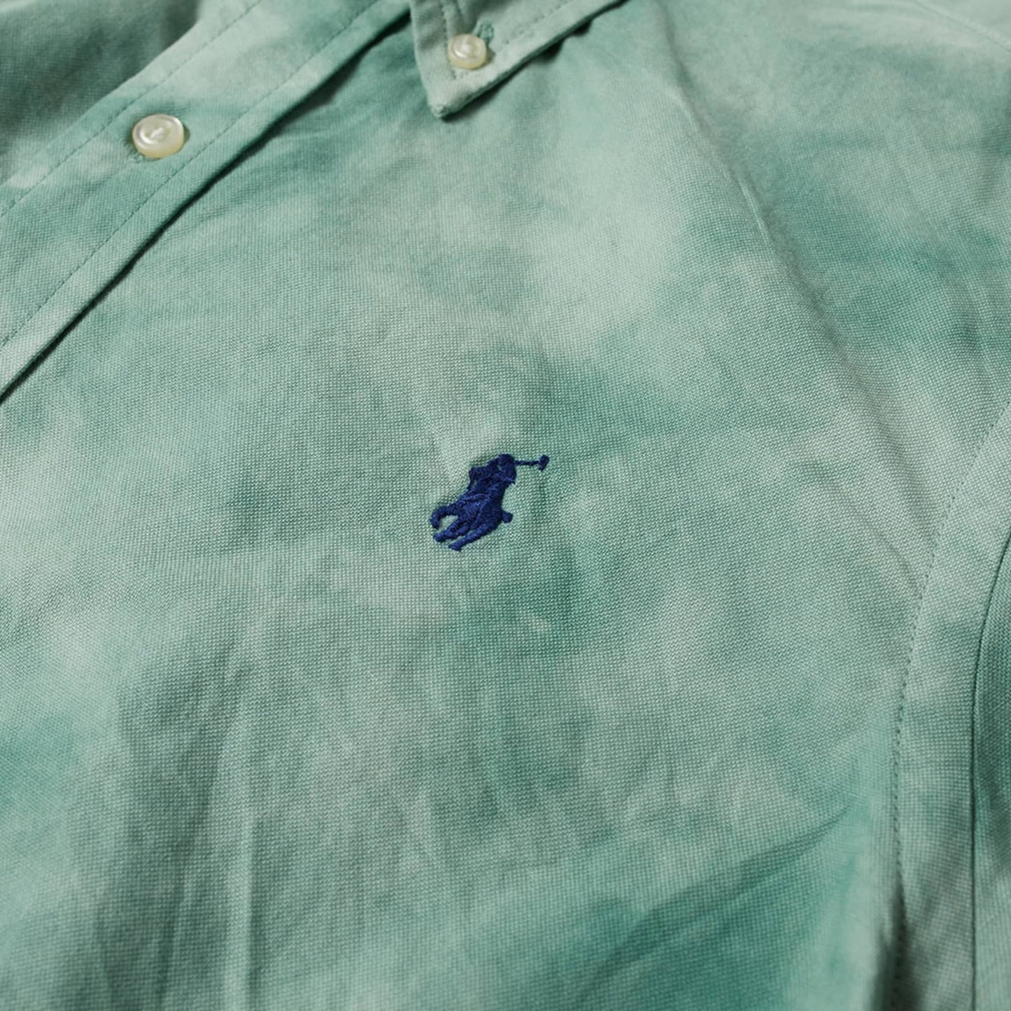 Camisa de botones Polo Ralph Lauren 🏇🏼 Oxford con diseño tie dye en color verde Talla L Entalle Slim Fit