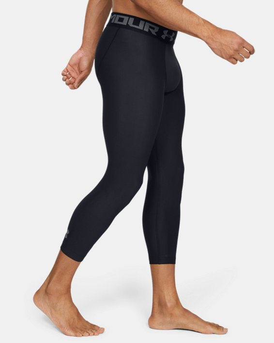 Mallas de entrenamiento Under Armour 🏋🏽 Pro Dri-FIT 3/4 para hombre en Color Negro y cintura gris Talla M