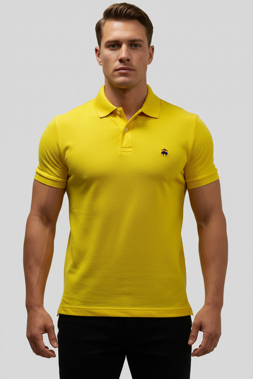 Camiseta Polo Brooks Brothers 🐑 color amarillo intenso Talla L Entalle Slim Fit