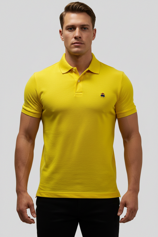 Camiseta Polo Brooks Brothers 🐑 color amarillo intenso Talla L Entalle Slim Fit