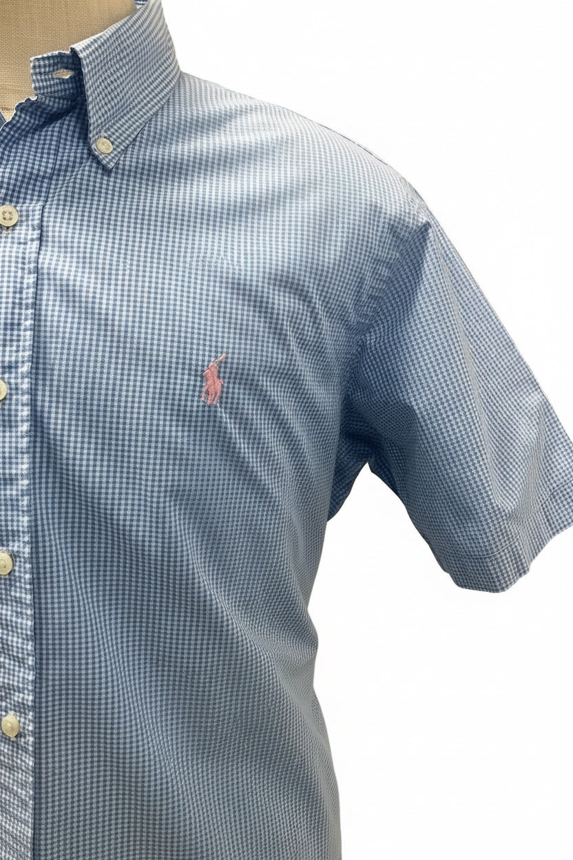 Camisa de botones Polo Ralph Lauren 🏇🏼 de cuadros gingham celeste y blanco Talla L Entalle Regular
