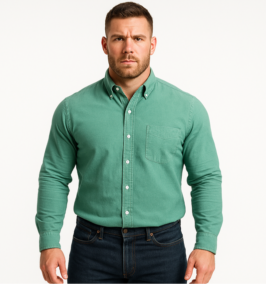 Camisa de botones GAP Oxford color verde Talla M Entalle Slim Fit