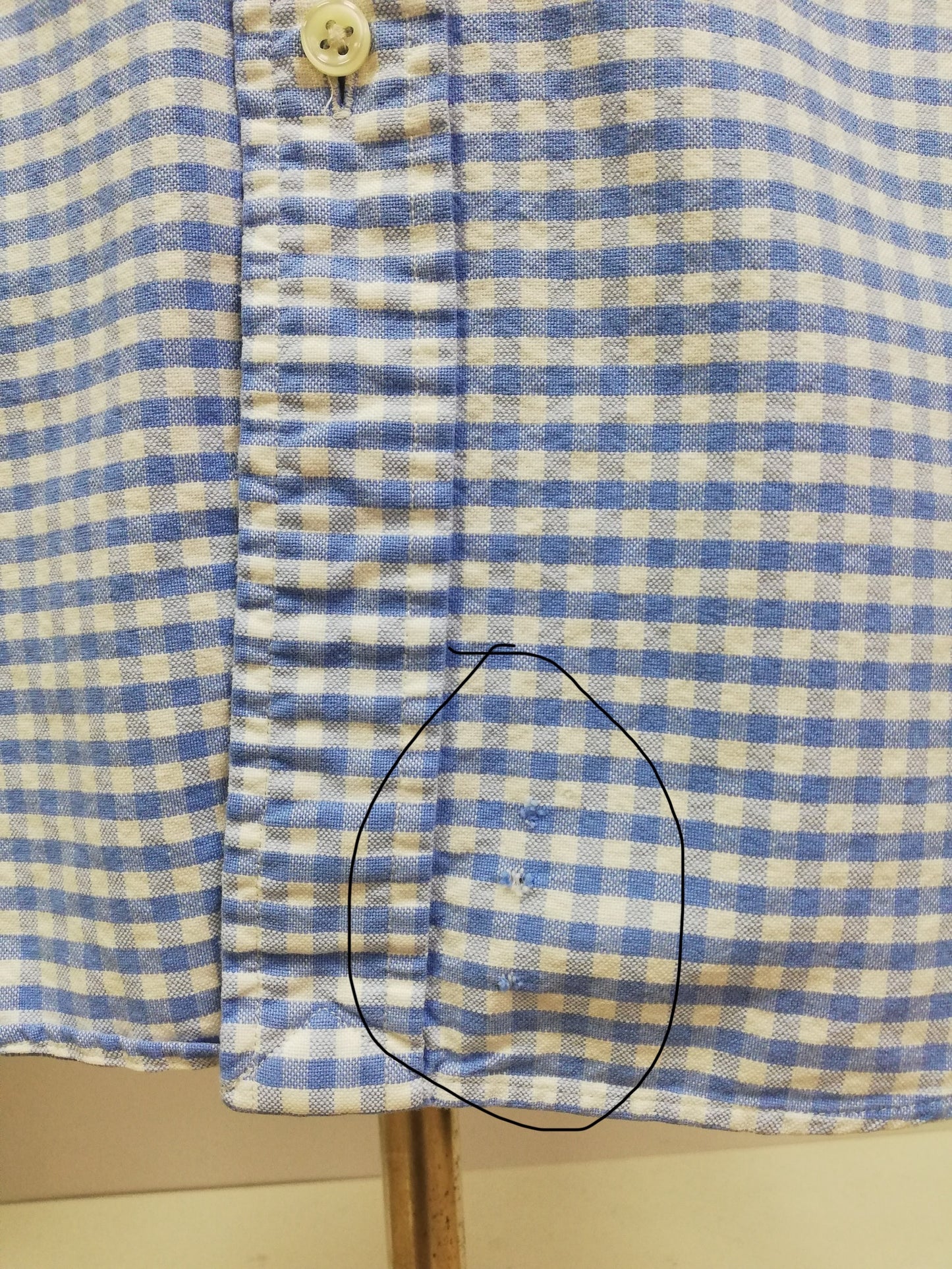 Camisa Polo Ralph Lauren 🏇🏼 Oxford con patron de cuadros gingham en Celeste y blanco Talla S Entalle Regular (ver descripción)