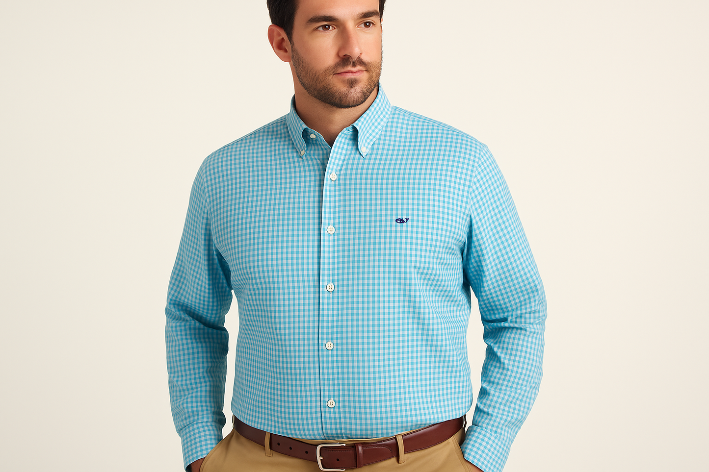 Camisa de botones Vineyard Vines 🐳 con patrón de cuadros en color azul y turquesa Talla XL Entalle Regular