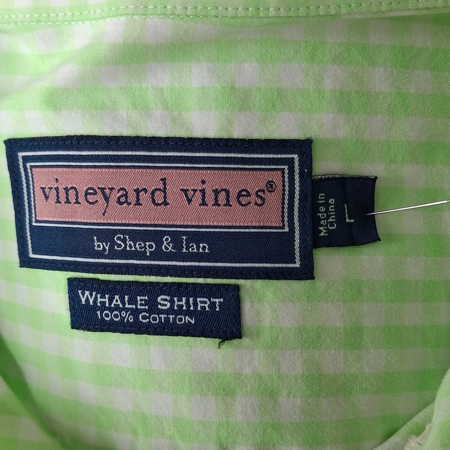 Camisa de botones Vineyard Vines 🐳 colon patrón de cuadros en color verde claro y blanco Talla XL Entalle Regular