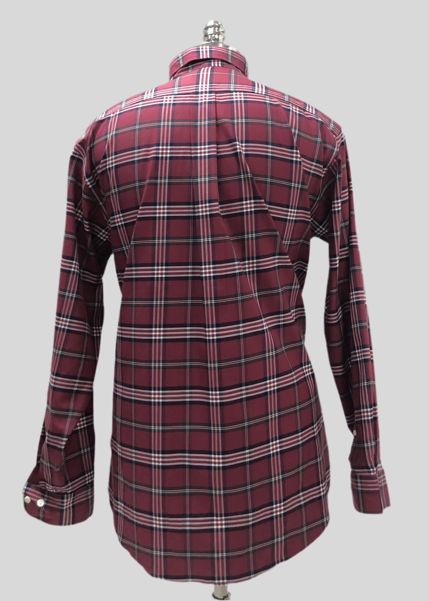 Camisa Brooks Brothers 🐑 color rojo oscuro con cuadros en azul navy y blanco Talla L Entalle Regular