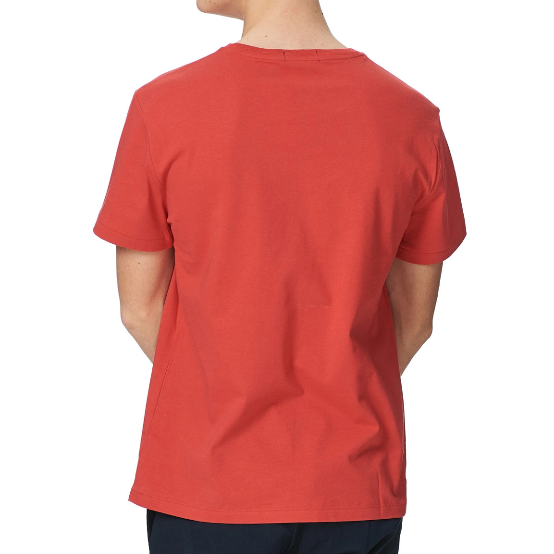 Camiseta cuello redondo Polo Ralph Lauren 🏇🏼 color rosado magenta y logo estampado en azul Talla S Entalle Clásico