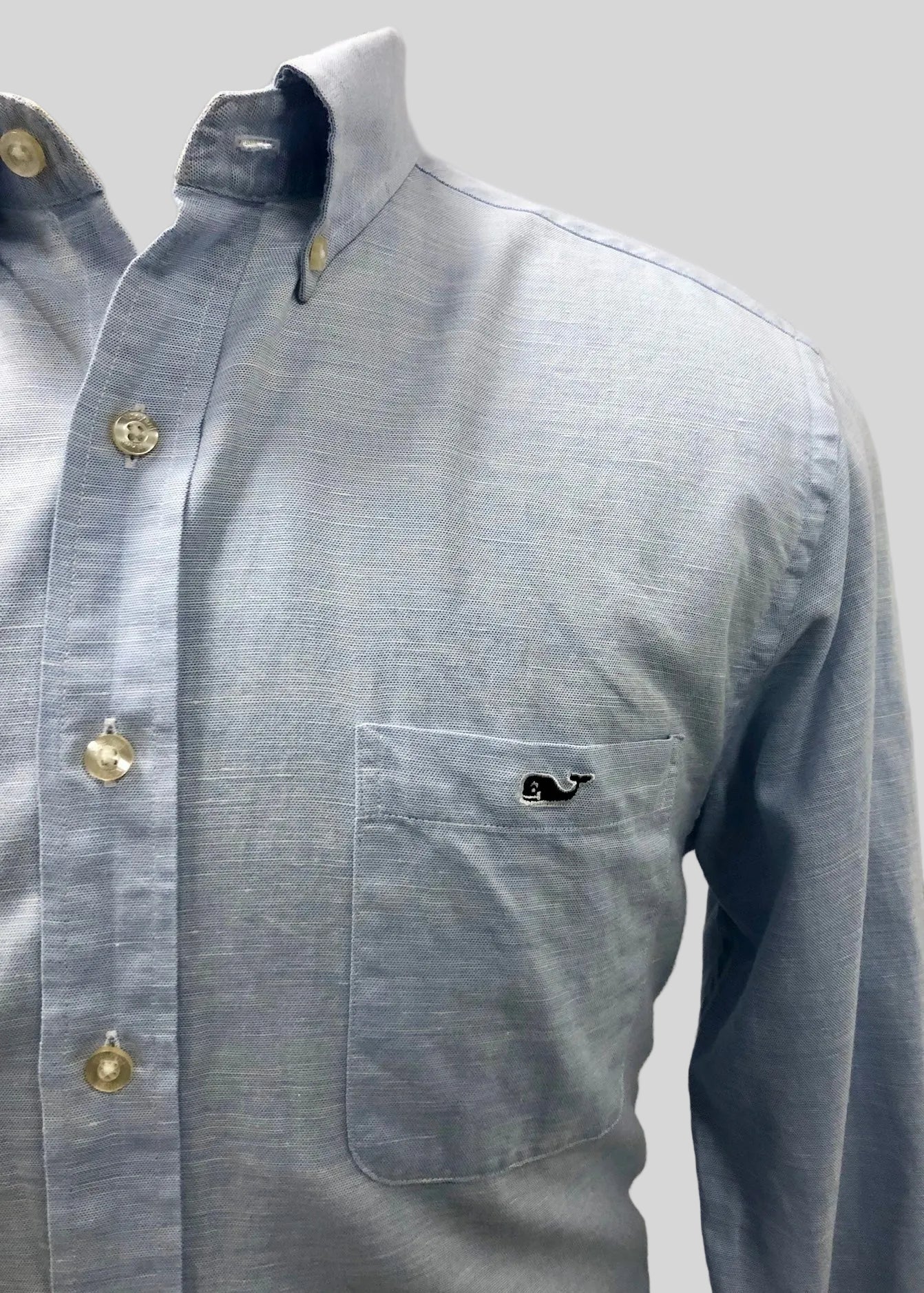 Camisa de botones Vineyard Vines 🐳 Lino en Color celeste claro Talla M Entalle Slim Fit