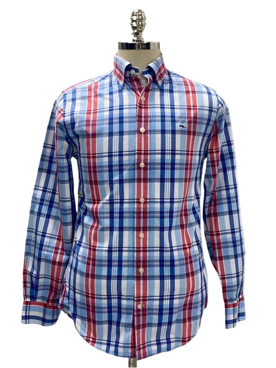 Camisa de botones Vineyard Vines 🐳 de cuadros en color rojo, azul y blanco Talla S Entalle Slim Fit (ver descripción)