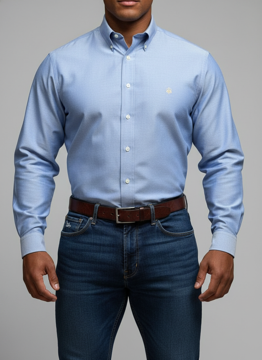 Camisa Brooks Brothers 🐑 color celeste claro tornasol Talla XL Entalle Regular