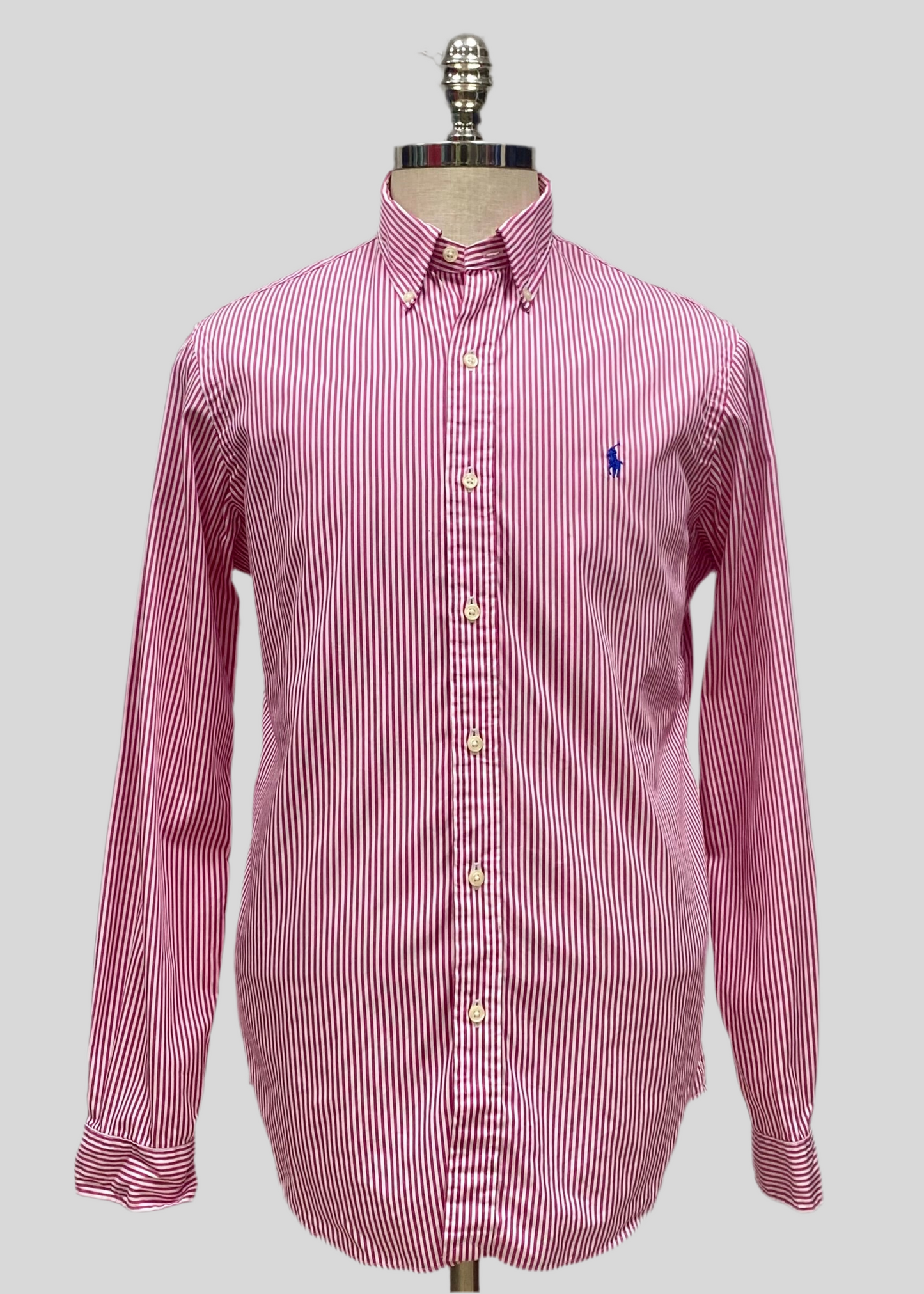 Camisa Polo Ralph Lauren 🏇🏼 con patron de rayas en color rojo y blanco Talla M Entalle Regular