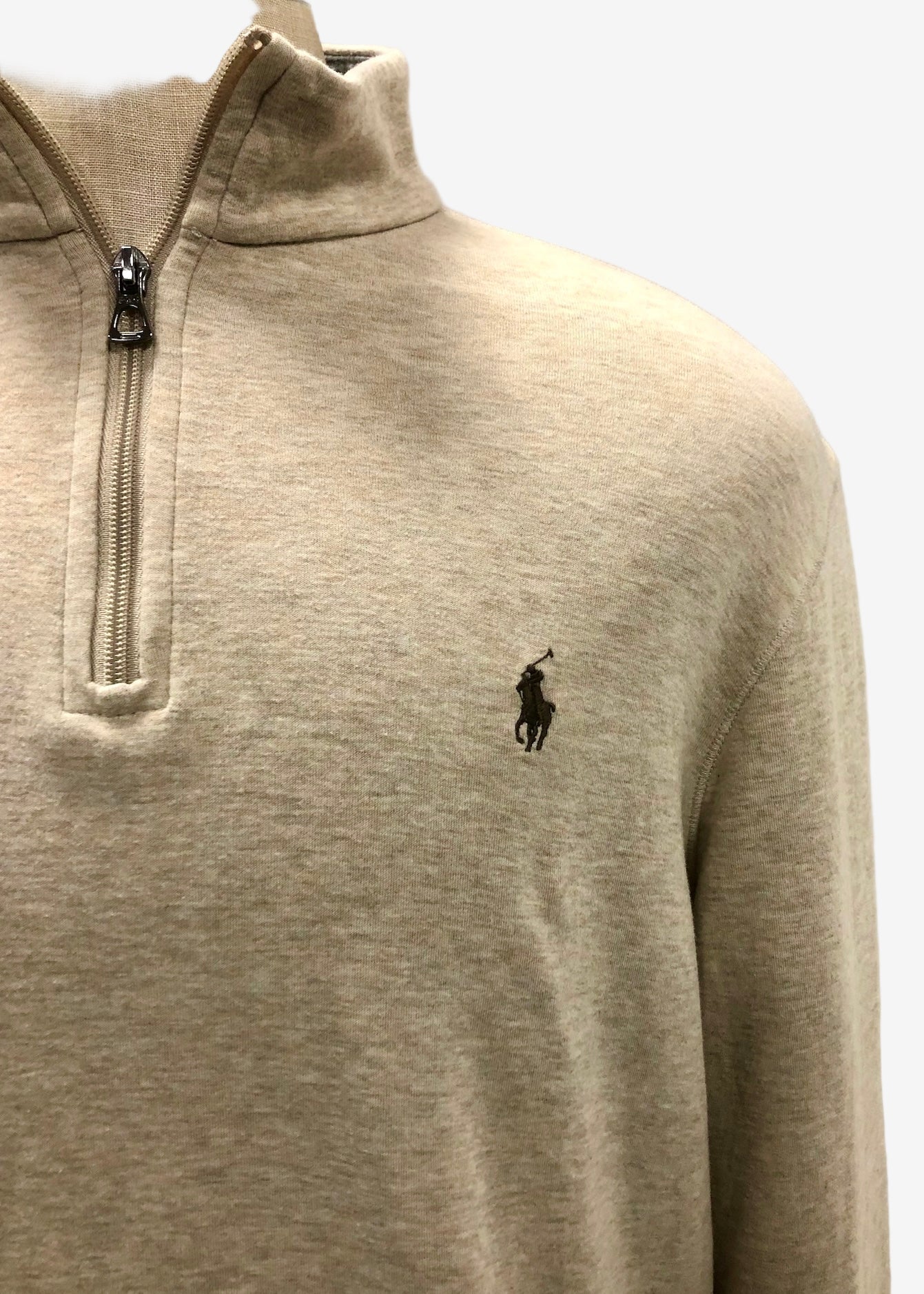 Sueter Jersey Polo Ralph Lauren 🏇🏼 color crema con logo en chocolate Talla L