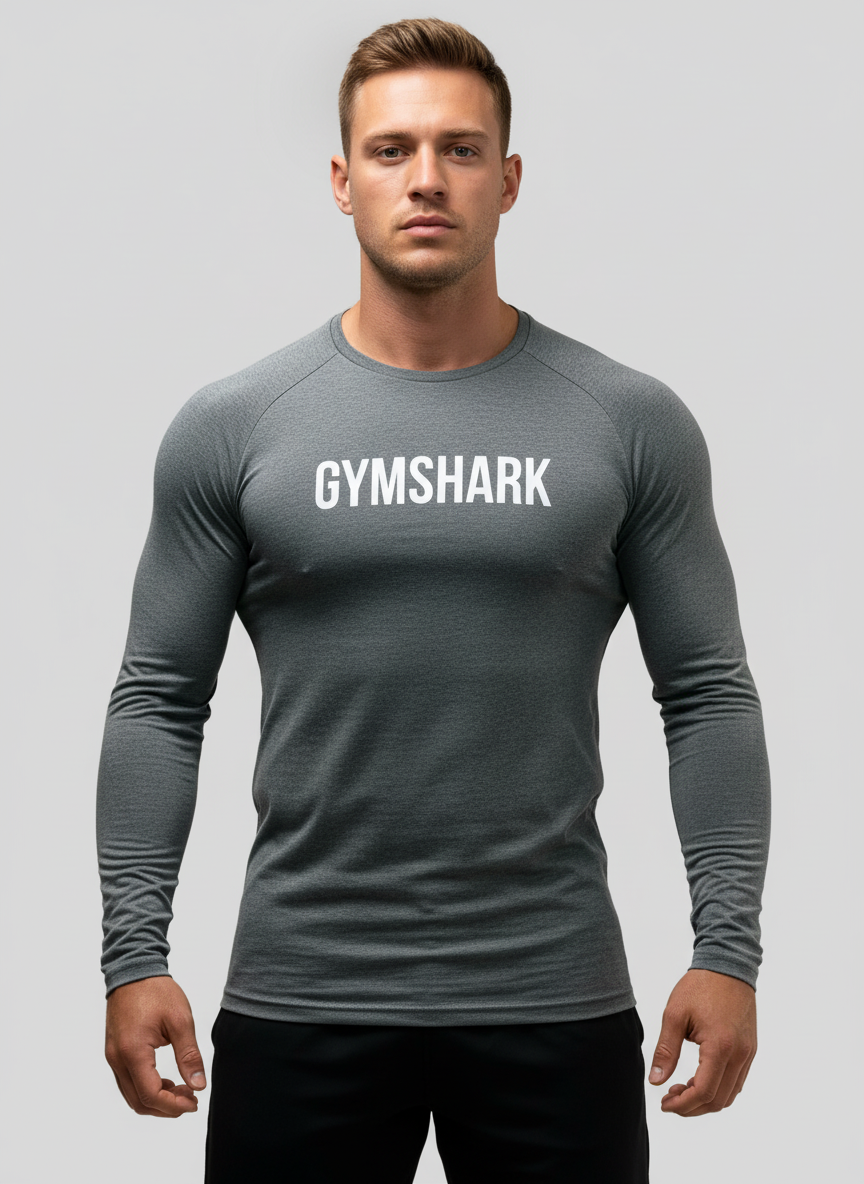 Camiseta de entrenamiento cuello redondo Gymshark 🏋🏽 color gris oscuro manga larga Talla M