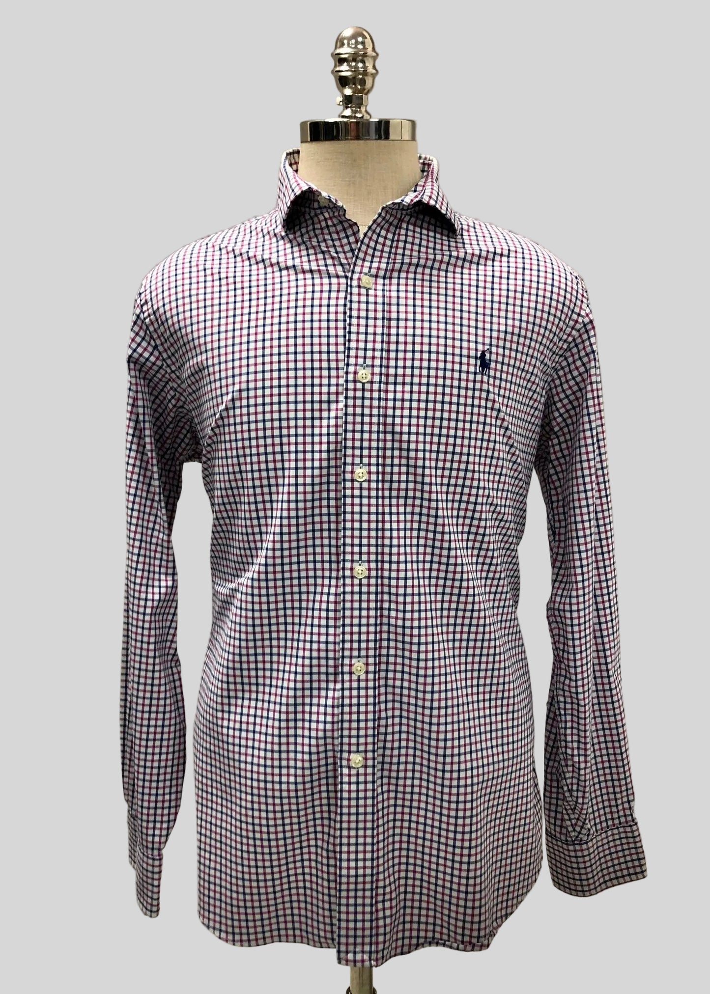 Camisa de botones Polo Ralph Lauren 🏇🏼 Performance de cuadros rojo oscuro y negro Talla L Entalle Regular