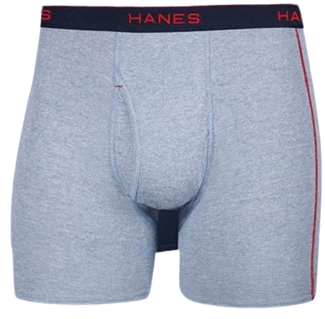 Paquete de 3 Calzoncillos tipo Boxer Hanes de Tela soft en color rojo, gris y celeste - en Talla XL