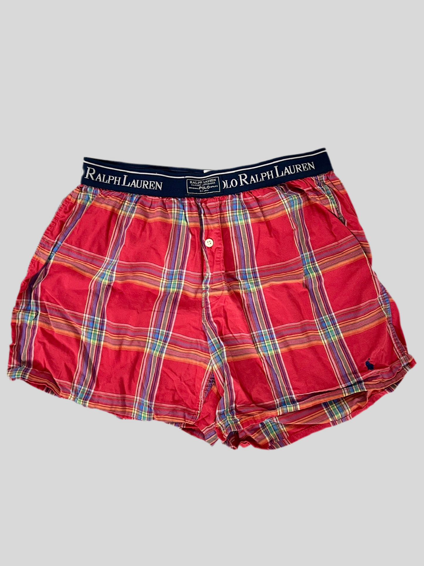 Boxer tejido Polo Ralph Lauren 🏇🏼 Tela algodón de cuadros en rojo, azul y naranja Talla M