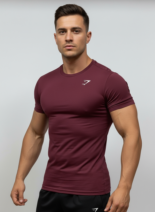 Camiseta cuello redondo Gymshark 🏋🏽 color rojo oscuro manga corta Talla S