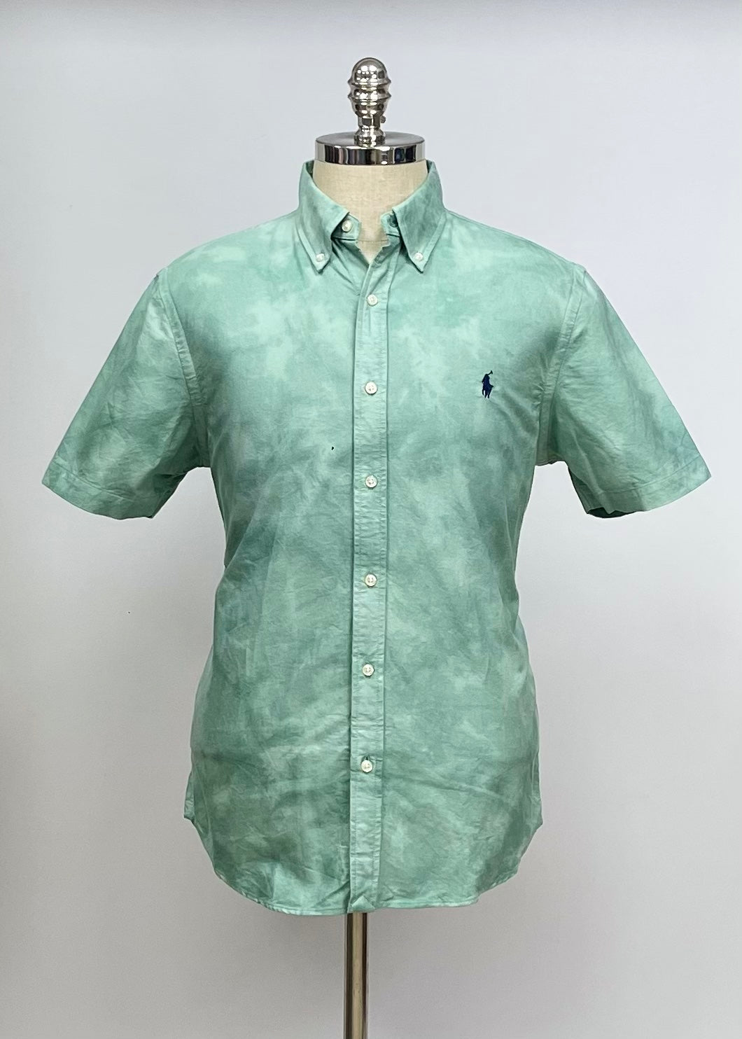 Camisa de botones Polo Ralph Lauren 🏇🏼 Oxford con diseño tie dye en color verde Talla L Entalle Slim Fit