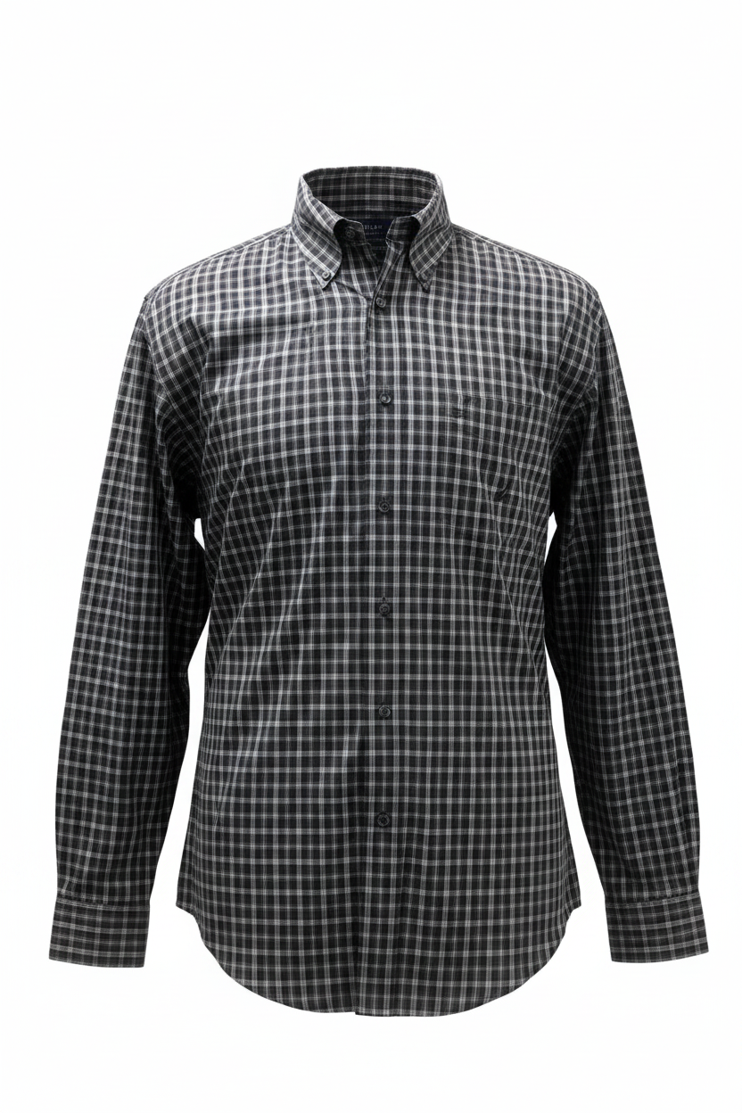 Camisa de botones Nautica ⚓️ de cuadros en color negro y blanco Talla L Entalle Regular