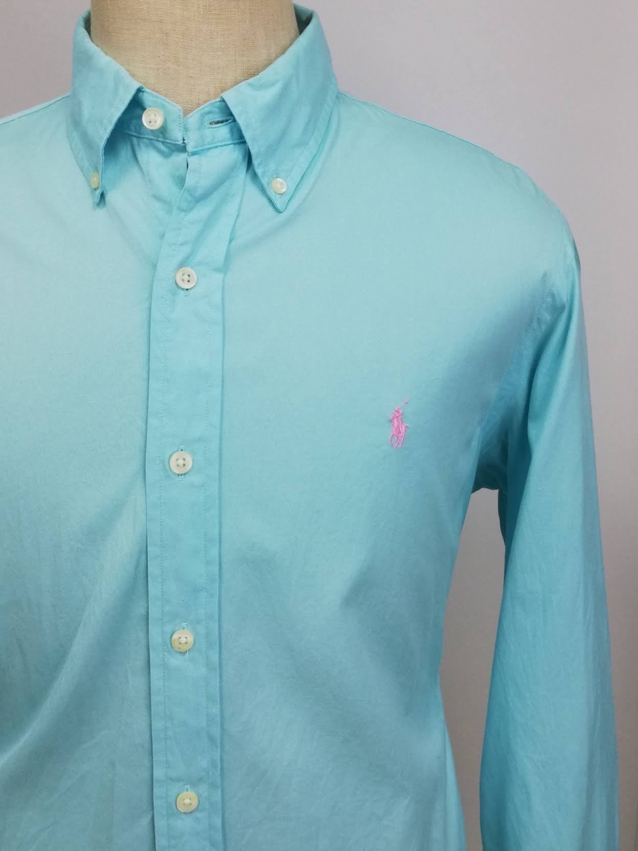 Camisa de botones Polo Ralph Lauren 🏇🏼 Algodon ligero en color turquesa Talla L Entalle Clásico