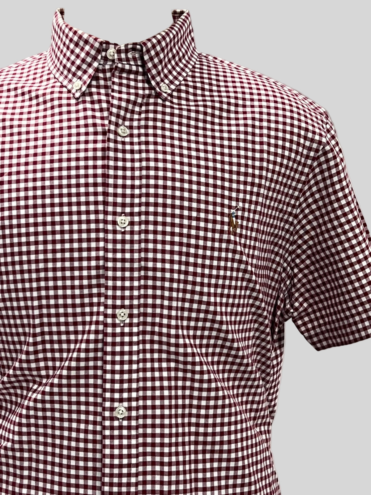 Camisa Polo Ralph Lauren 🏇🏼 Oxford de cuadros gingham en color rojo y blanco Talla XL Entalle Clásico