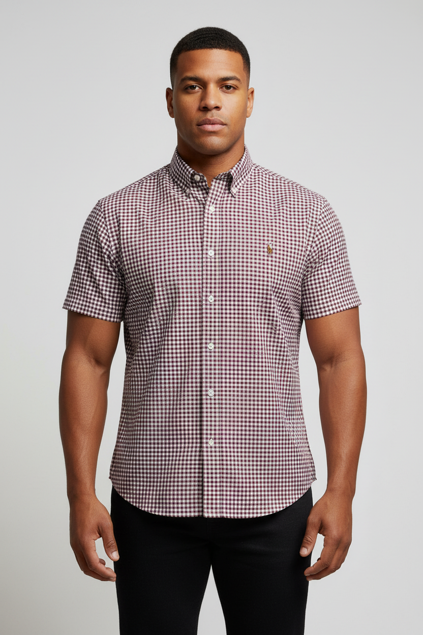 Camisa Polo Ralph Lauren 🏇🏼 Oxford de cuadros gingham en color rojo y blanco Talla XL Entalle Clásico