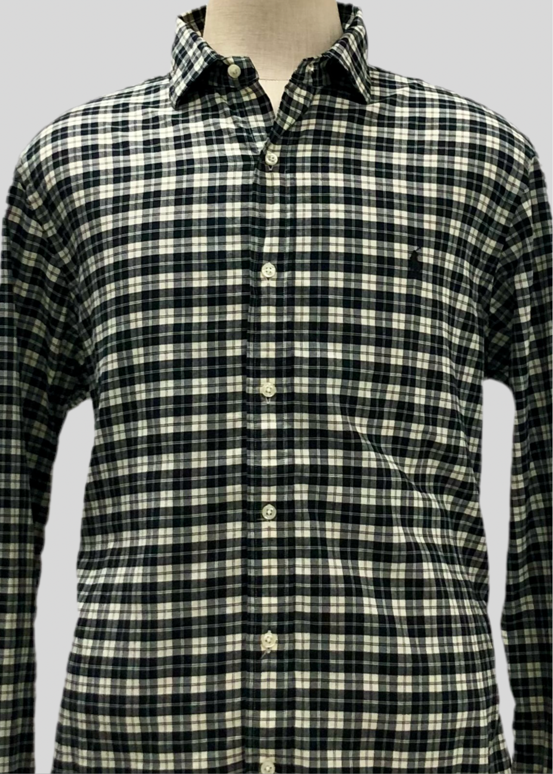 Camisa Polo Ralph Lauren 🏇🏼 con patron de cuadros negro y blanco Talla XL Entalle Slim Fit