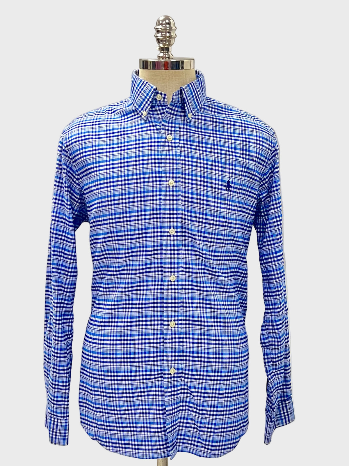 Camisa Polo Ralph Lauren 🏇🏼 de cuadros tartán azul navy y blanco Talla L Entalle Clásico