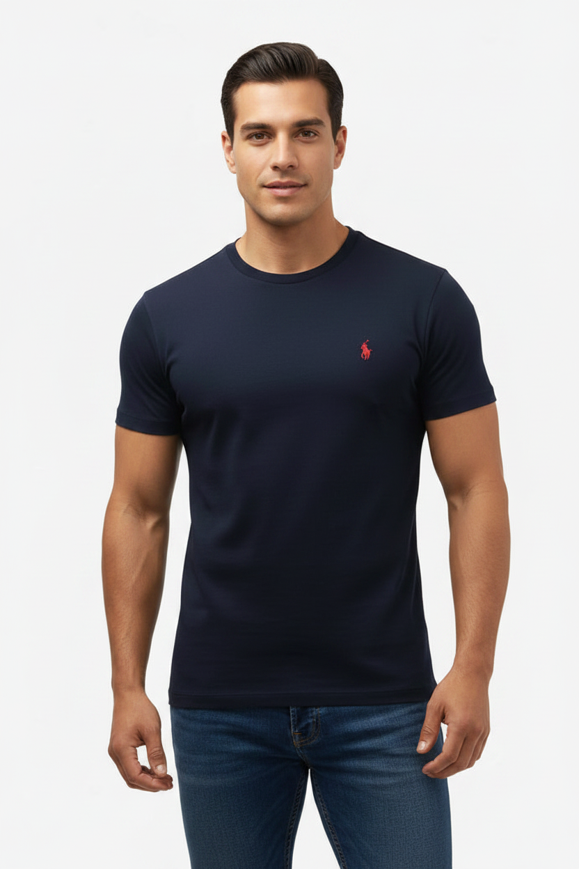 Camiseta cuello redondo Polo Ralph Lauren 🏇🏼 color azul navy Talla Small