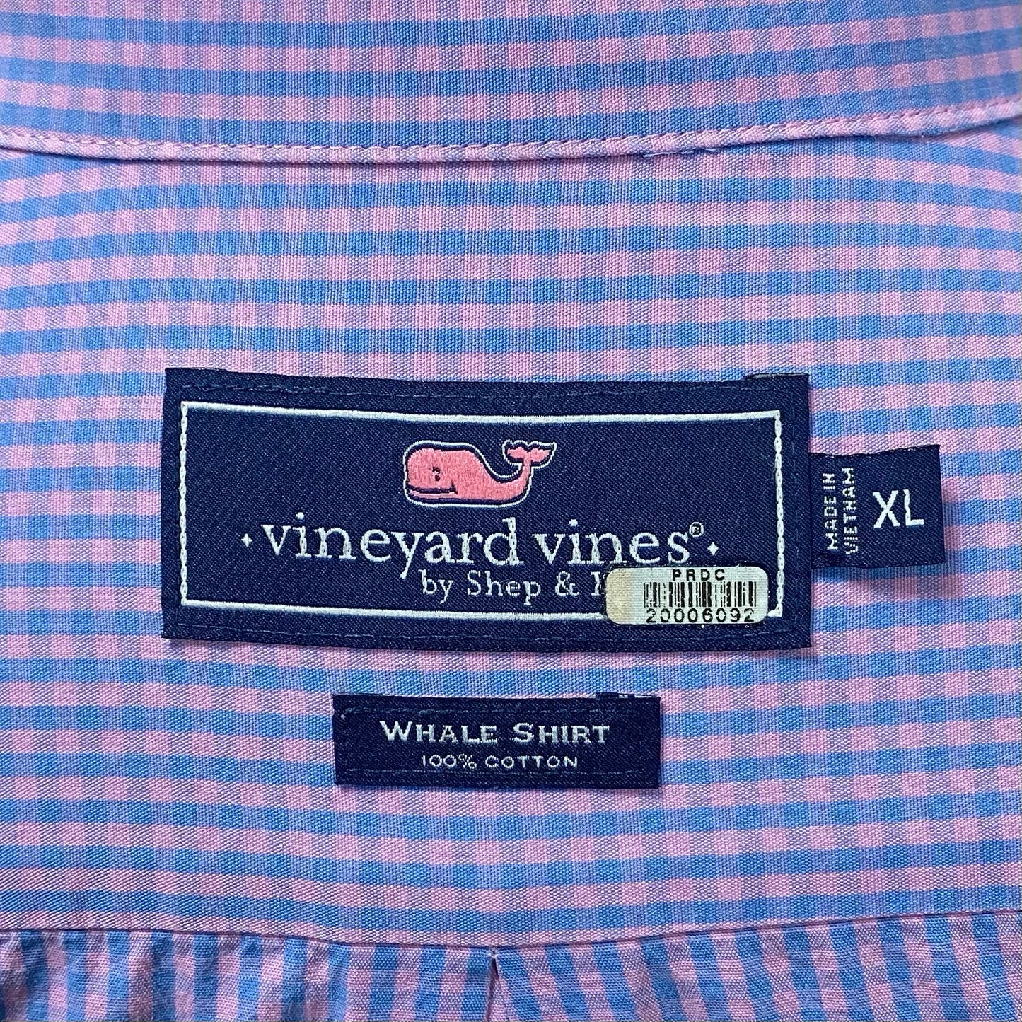 Camisa de botones Vineyard Vines 🐳 de cuadros en color rosado y celeste Talla XL Entalle Regular