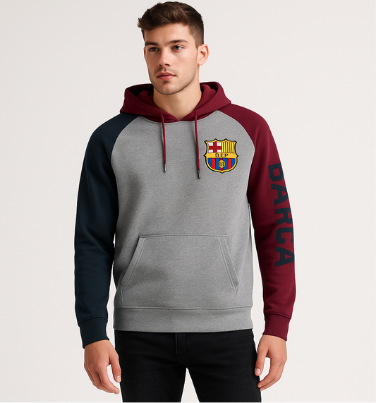 Sudadera Hoodie Barcelona 🇪🇸 color gris, azul navy y rojo oscuro Talla M