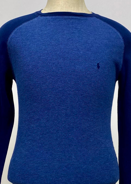 Camiseta cuello redondo Polo Ralph Lauren 🏇🏼 Waffle color azul manga larga Talla S