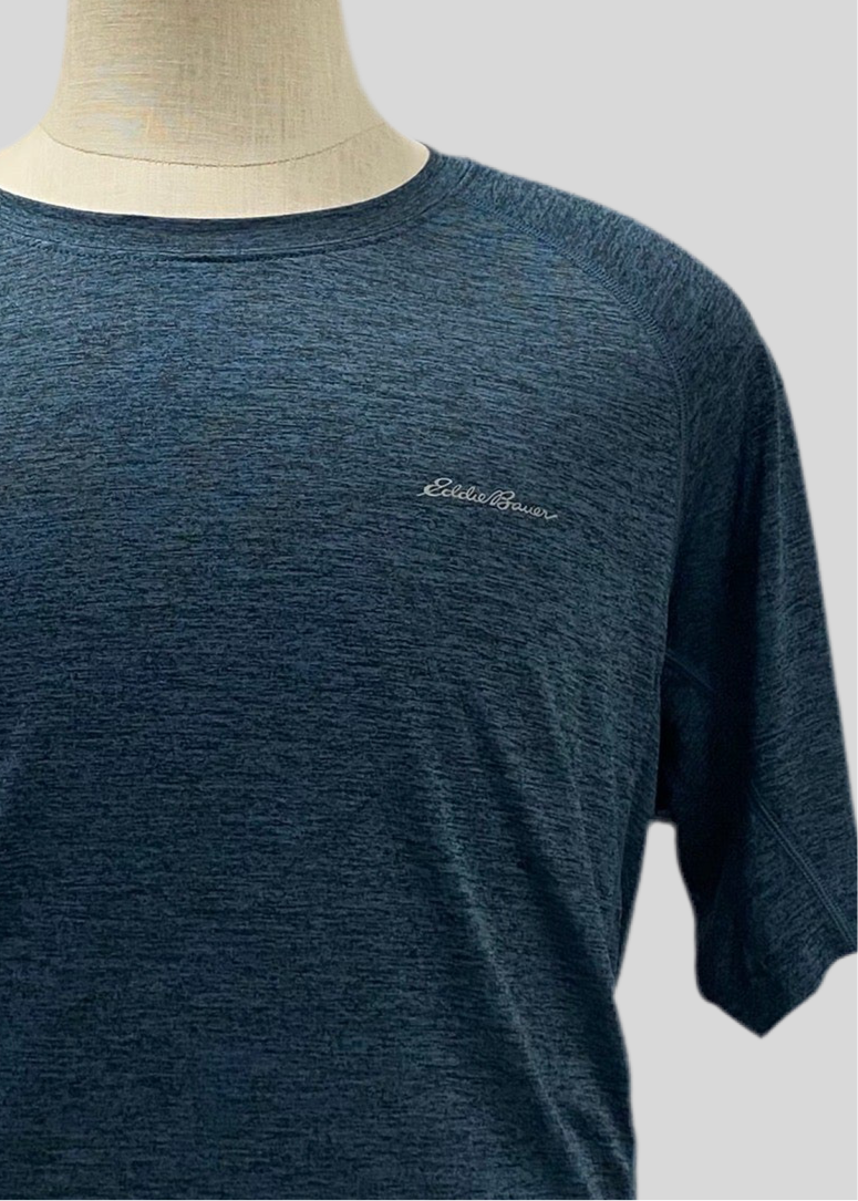 Camiseta de entrenamiento cuello redondo Eddie Bauer ⛰️ Color azul grisáceo y logo en gris Talla XL